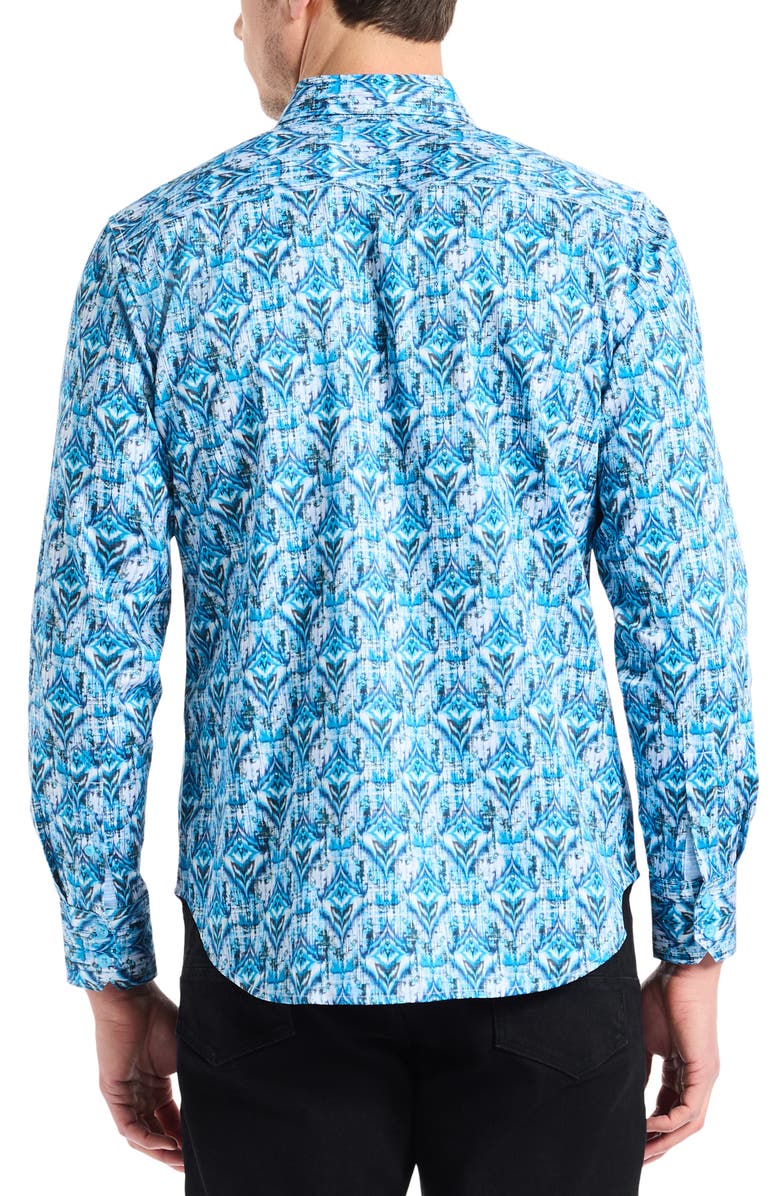 Robert Graham Enzo Geometric Print Button Up Shirt, Alternate, color, Blue Multi
