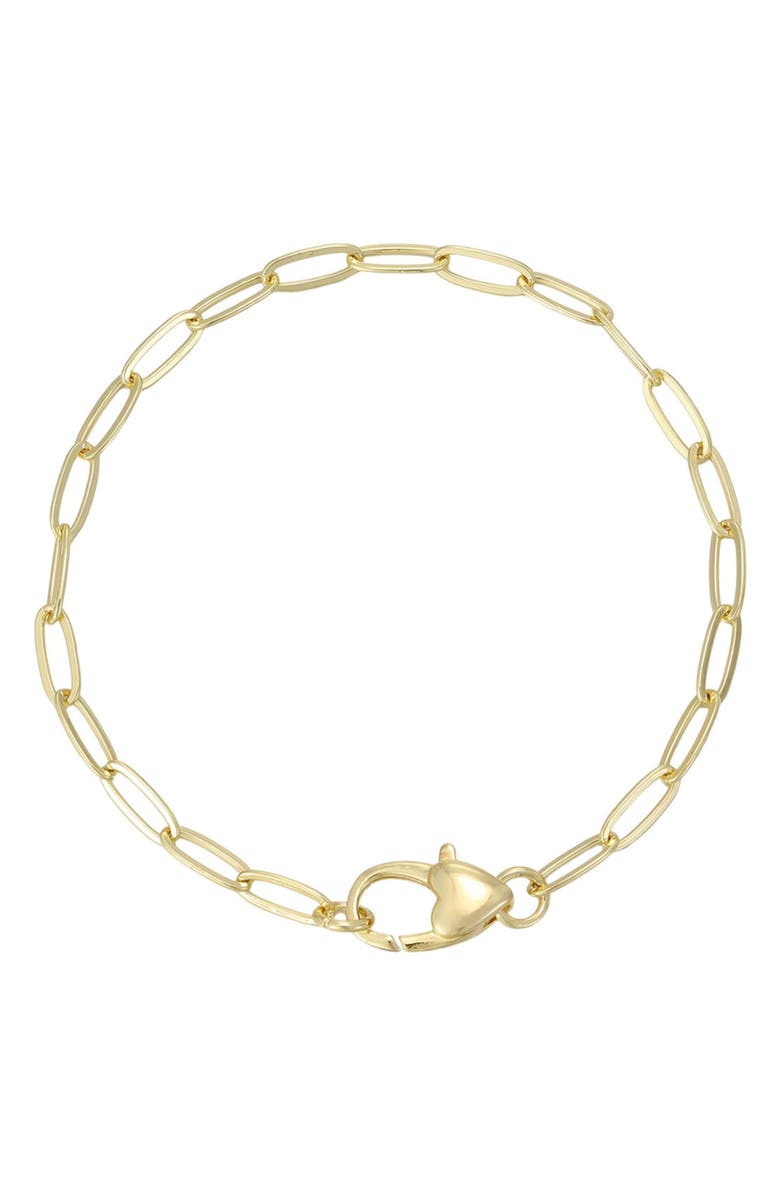 Adornia 14K Gold Plated Heart Clasp Paper Clip Chain Bracelet, Main, color, Gold