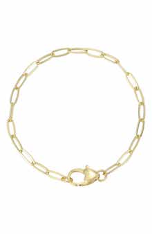 Adornia 14K Gold Plated Heart Clasp Paper Clip Chain Bracelet