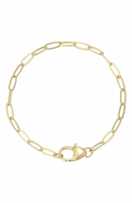 Adornia 14K Gold Plated Heart Clasp Paper Clip Chain Bracelet