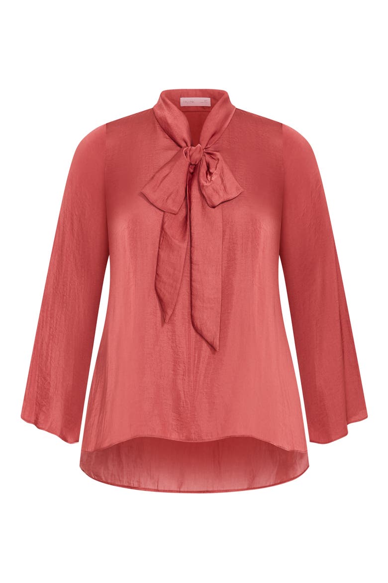 Mahalia Tie Neck Satin Top, Alternate, color, DEEP ROSE