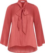 City Chic Mahalia Tie Neck Satin Top