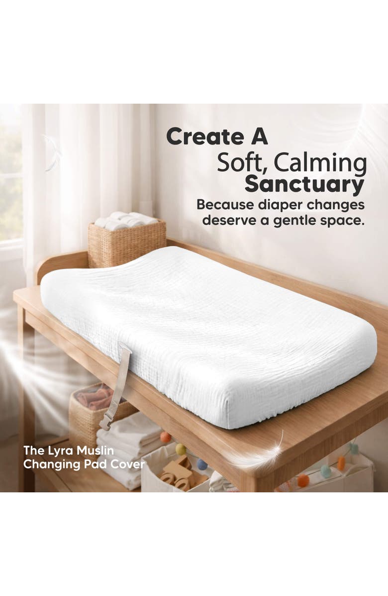 KeaBabies 2-Pack Lyra Muslin Changing Pad Covers, Alternate, color, Soft White