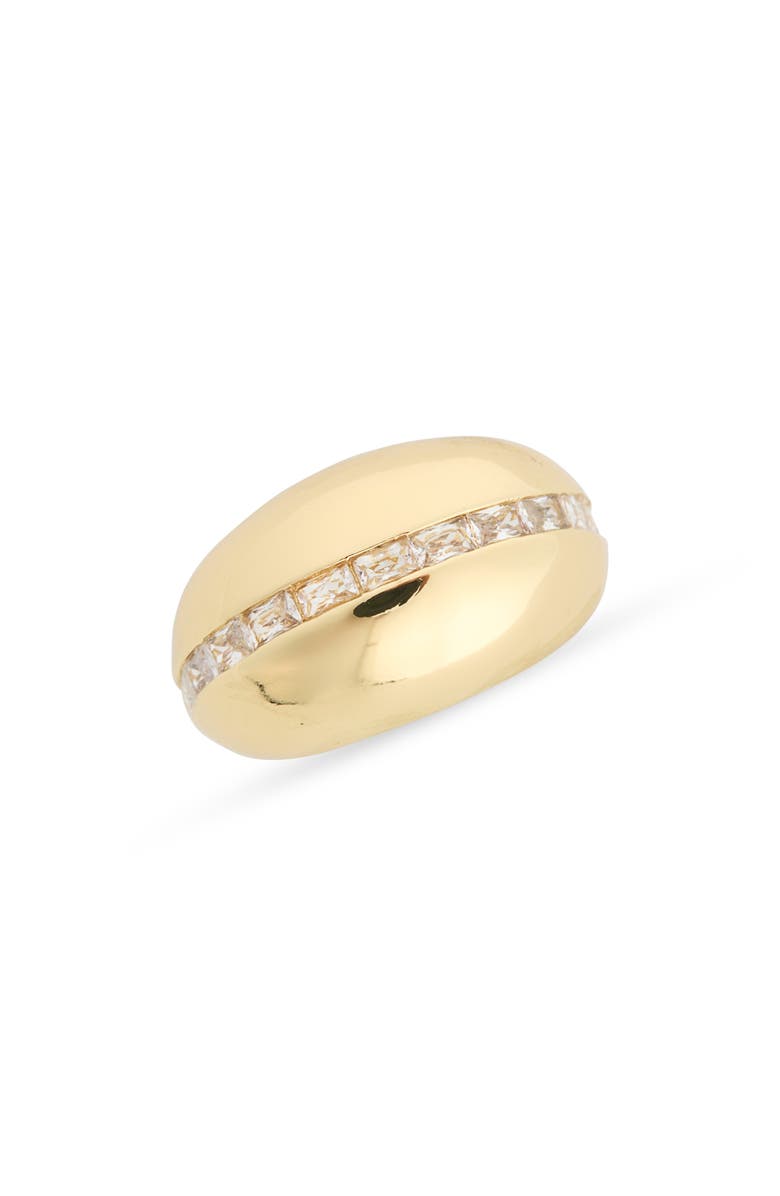 Covet Baguette Crystal Dome Ring, Main, color, Gold