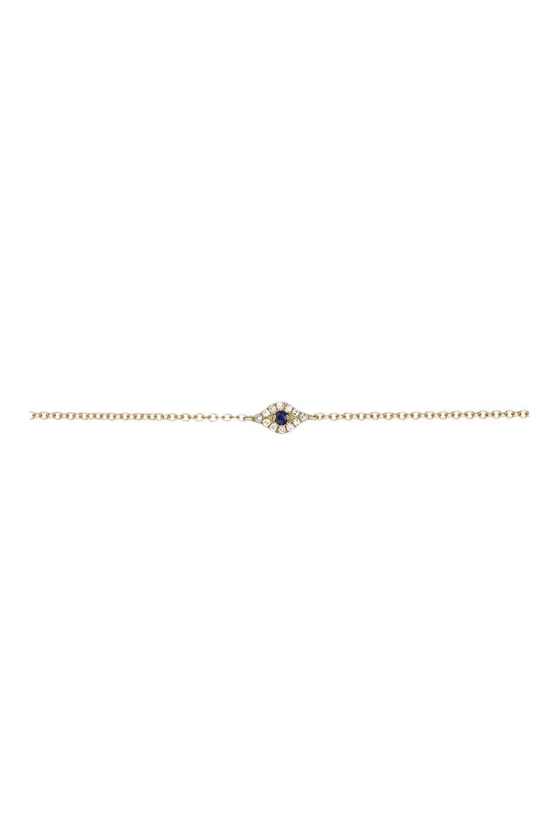 Diamond & Sapphire Evil Eye Chain Bracelet, Main, color, YELLOW GOLD