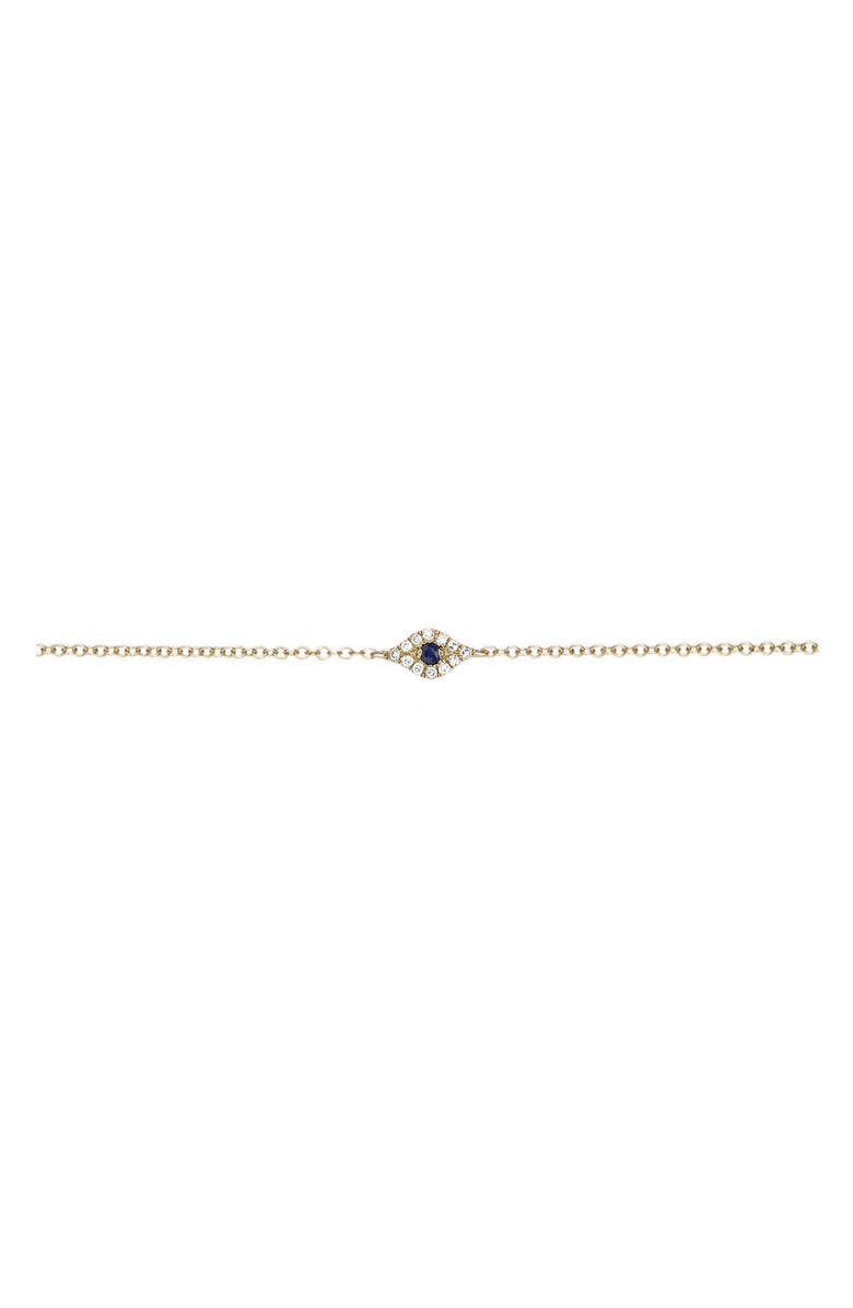 EF Collection Diamond & Sapphire Evil Eye Chain Bracelet, Main, color, Yellow Gold