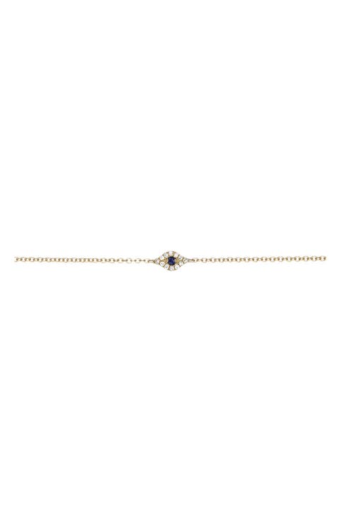 Diamond & Sapphire Evil Eye Chain Bracelet