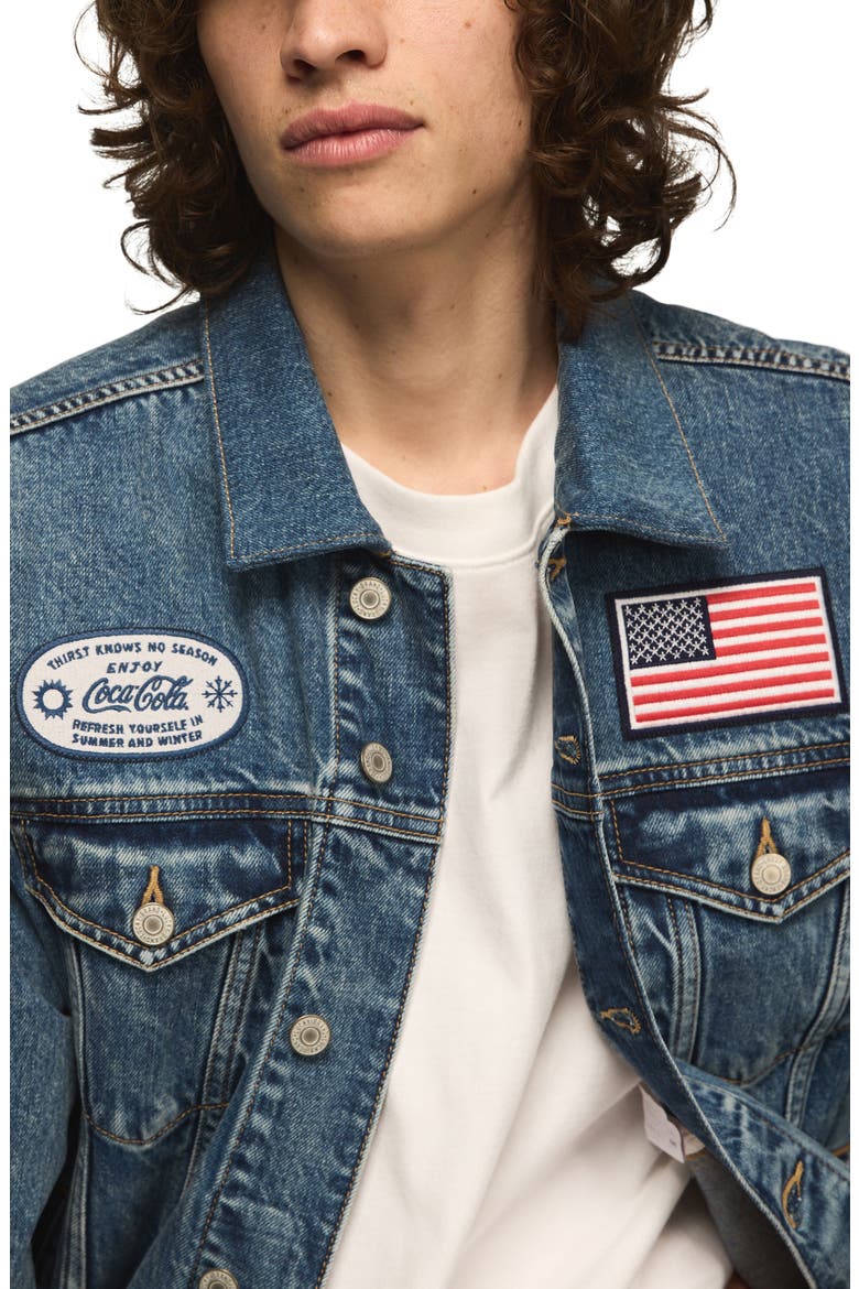 x Coca-Cola Cotton Denim Trucker Jacket, Alternate, color, FEEL THE POP