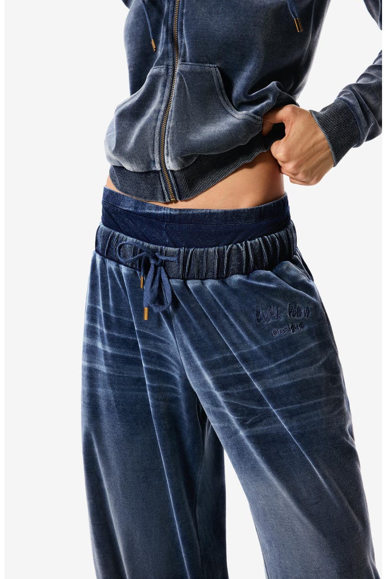 Cotton Blend Velour Drawstring Pants, Alternate, color, NAVY BLUE