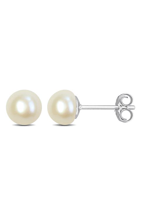 Sterling Silver Cultured Pearl Stud Earrings