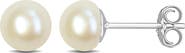DELMAR Sterling Silver Cultured Pearl Stud Earrings