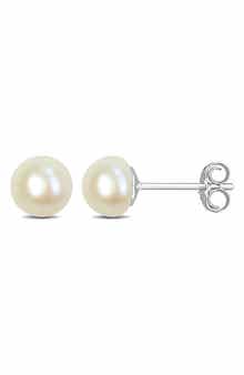 Sterling Silver Cultured Pearl Stud Earrings