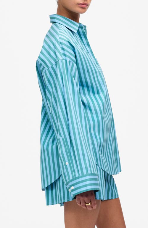 Madewell Stripe Boxy Button-up Shirt In Blue