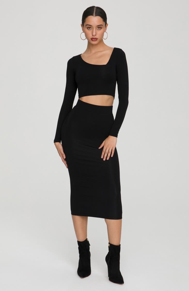 Good American Knit Midi Skirt, Alternate, color,