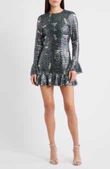 Saylor Brioni Sequin Long Sleeve Minidress