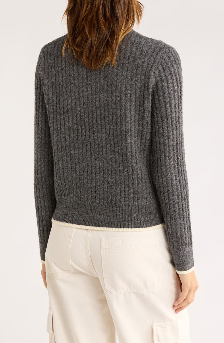 Elodie Mini Cable Knit Crop Sweater, Alternate, color, Charcoal
