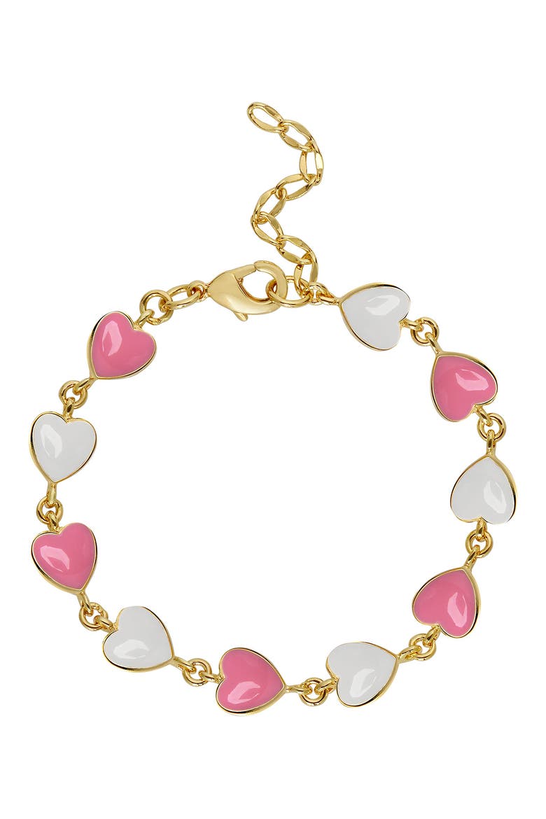 Kids' Heart Link Bracelet, Main, color, PINK
