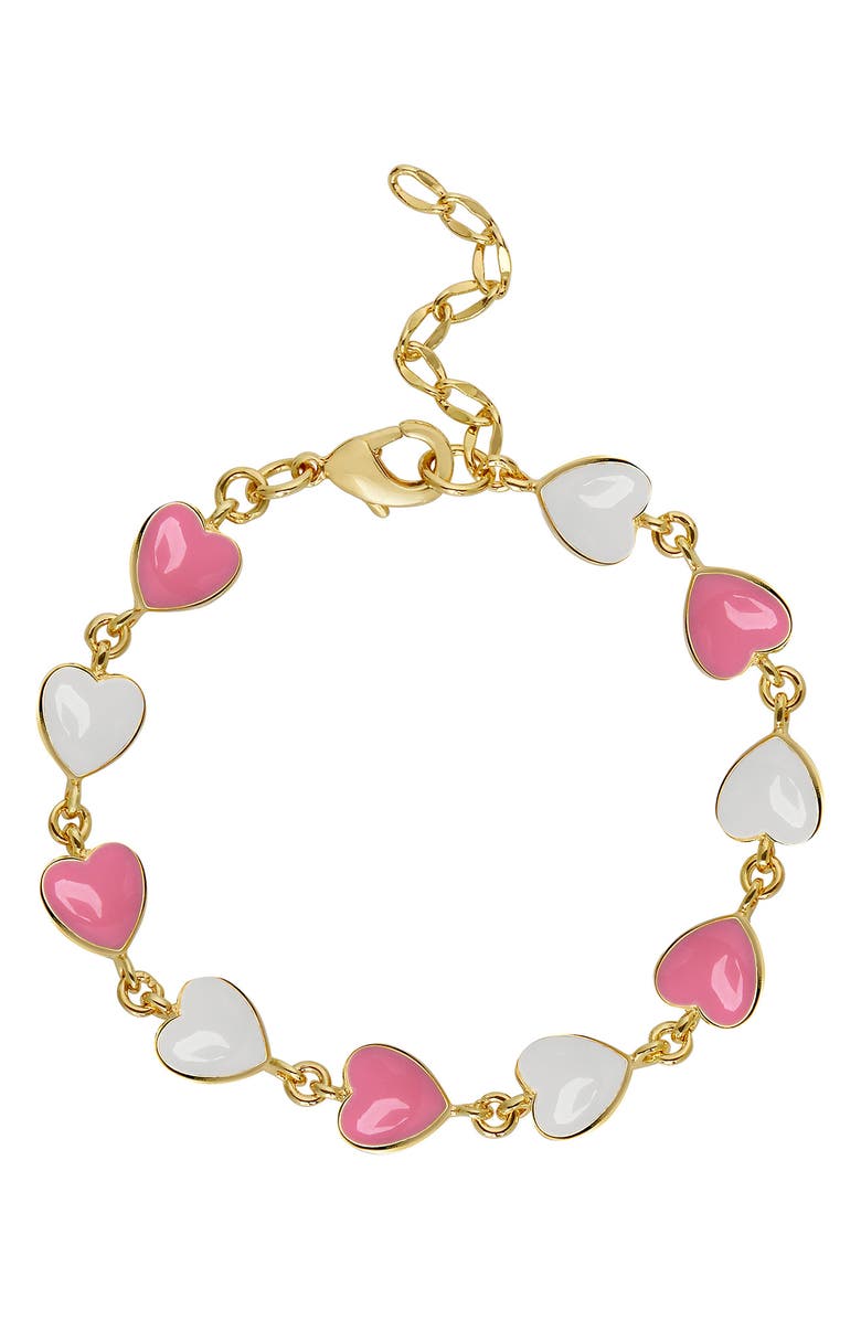 Lily Nily Kids' Heart Link Bracelet, Main, color, Pink