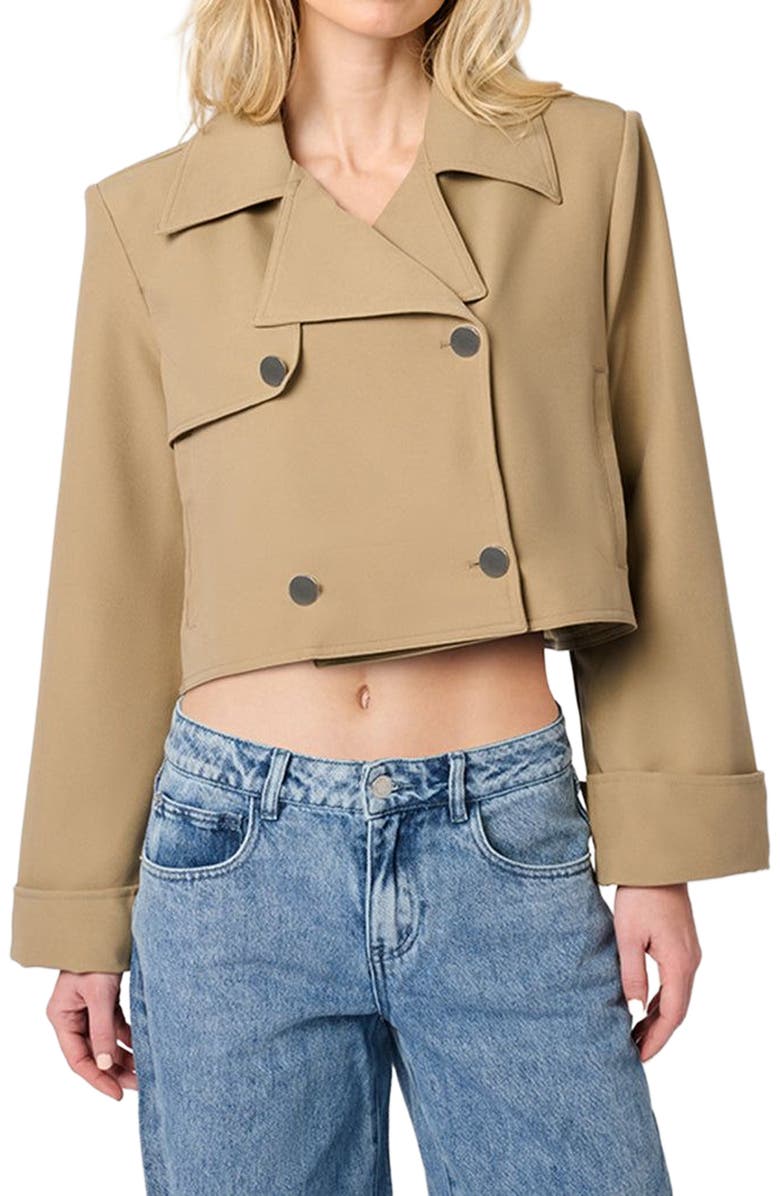 WeWoreWhat Cropped Trench Coat, Alternate, color, Soft Brown