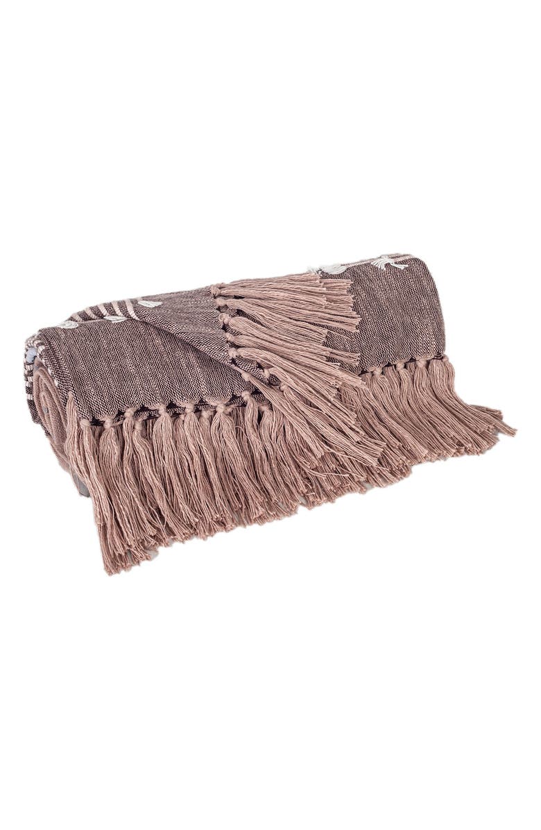 PARKLAND COLLECTION Adonia Fringe Throw Blanket, Alternate, color, Grey Brown