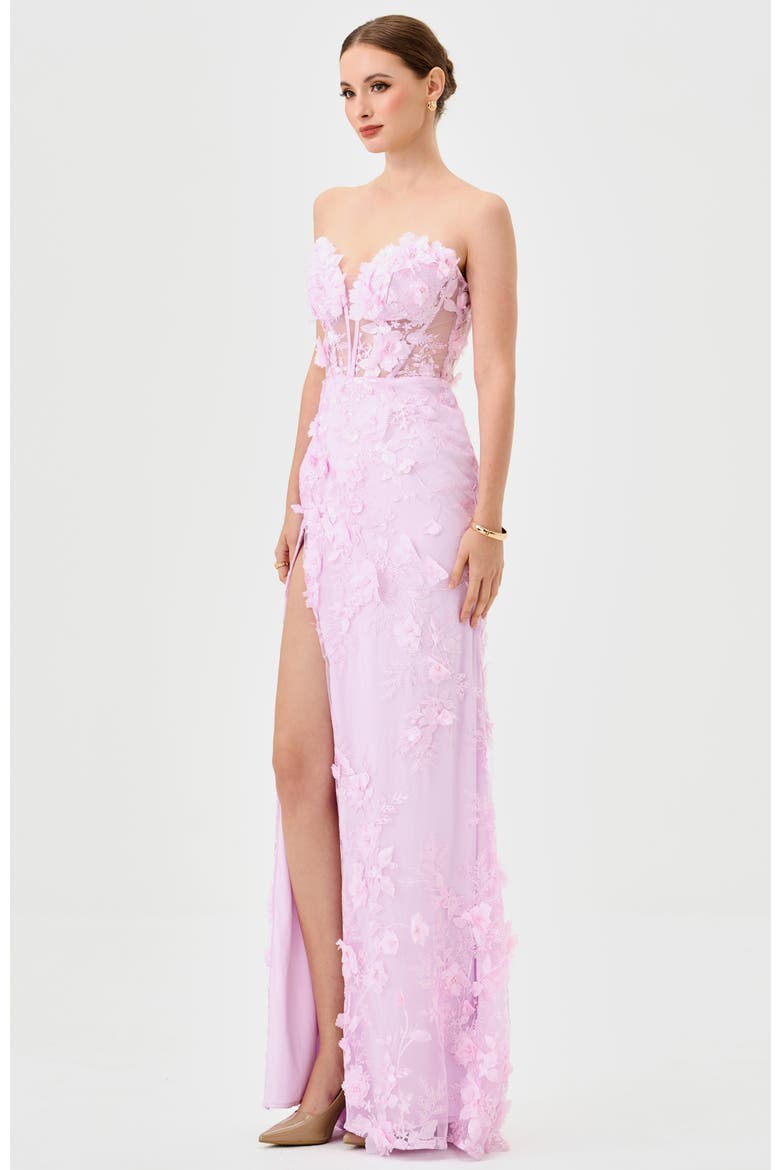 Teri 3D Floral Gown, Alternate, color, PINK