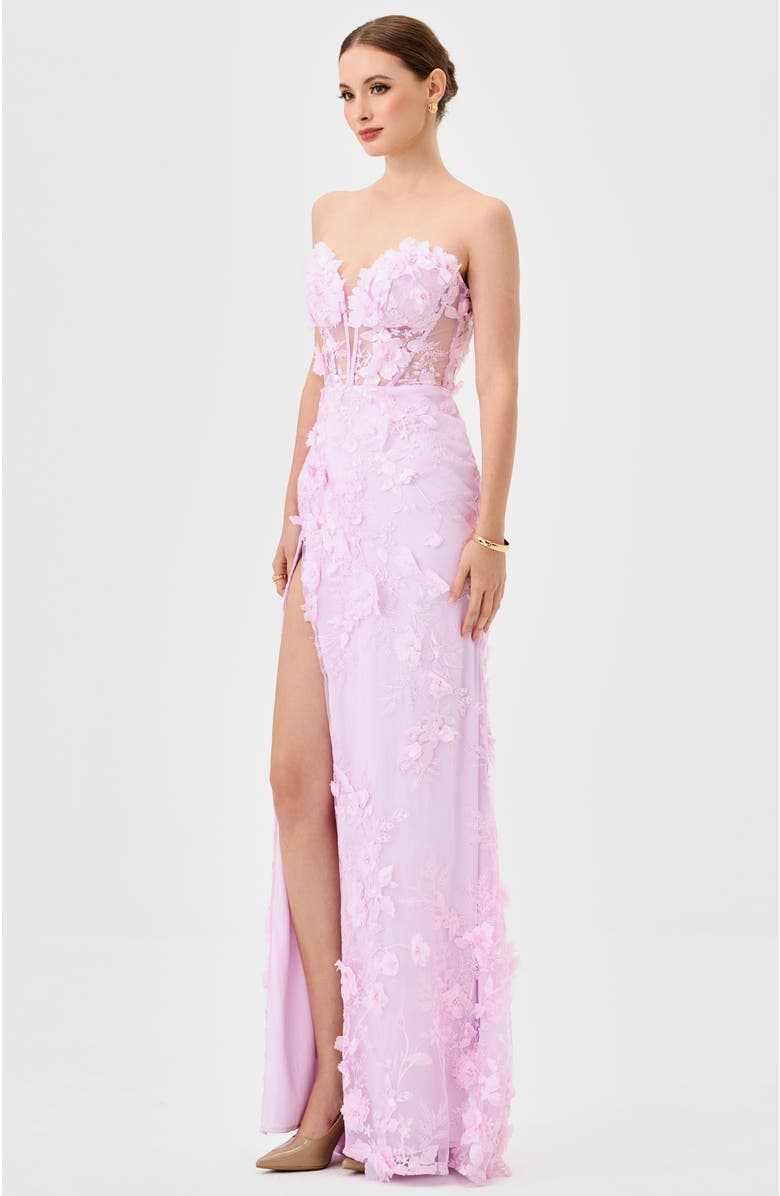 Bariano Teri 3D Floral Gown, Alternate, color, Pink