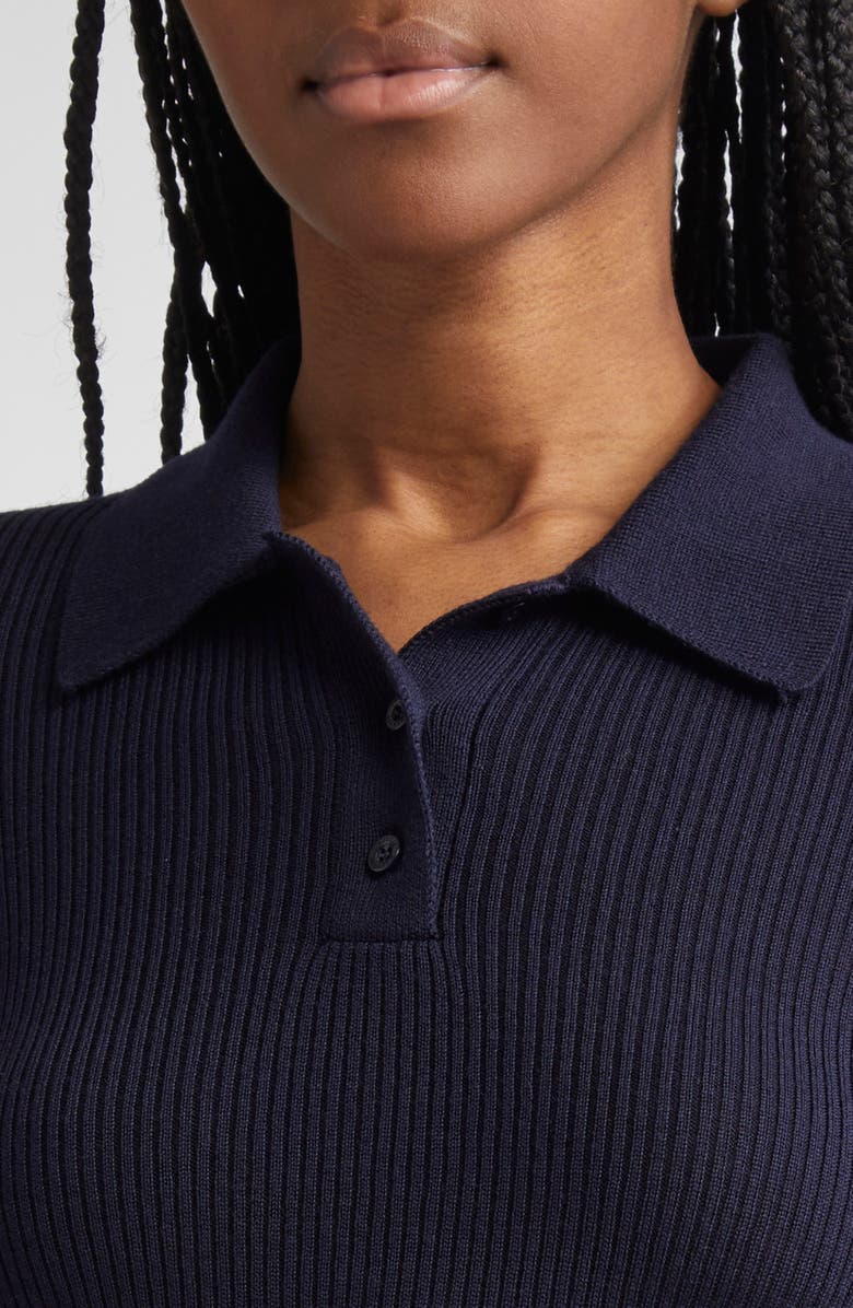 Cecilie Bahnsen Oda Fitted Rib Merino Wool Polo Sweater, Alternate, color,