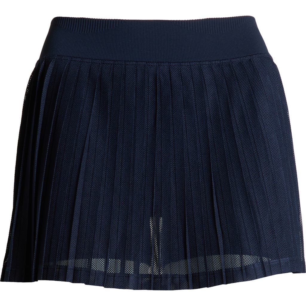 Free People Rally Pleated Mesh Miniskort In Midnight Navy