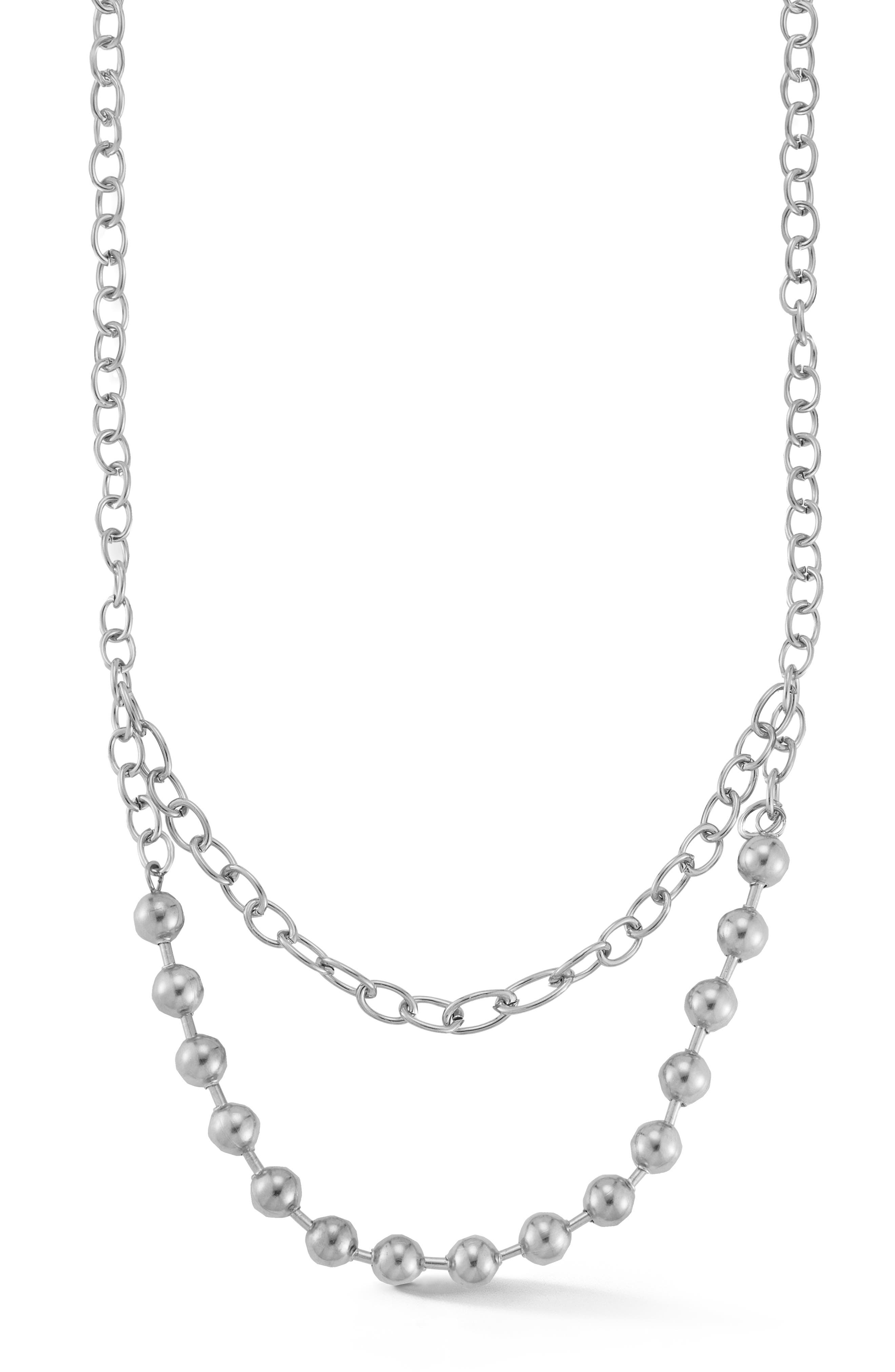 GLAZE JEWELRY GLAZE JEWELRY BALL BEAD & CHAIN LAYERED NECKLACE