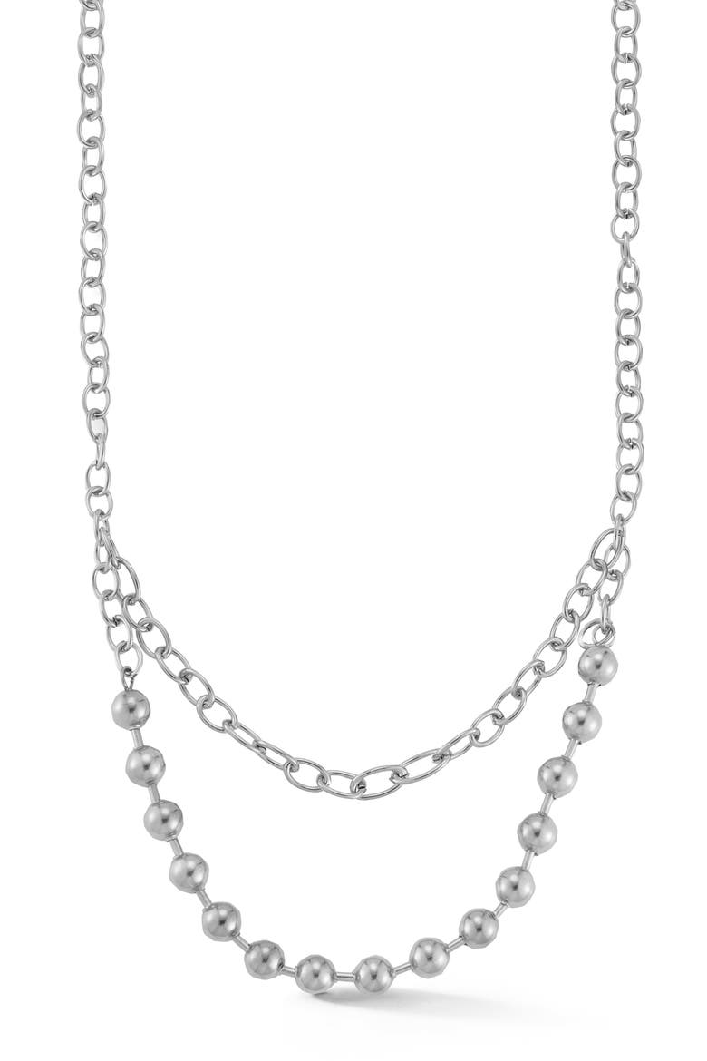 Ball Bead & Chain Layered Necklace, Main, color, SILVER