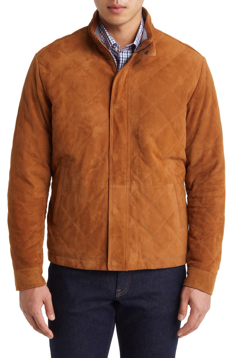 Peter Millar Norfolk Quilted Suede Bomber Jacket, Alternate, color,