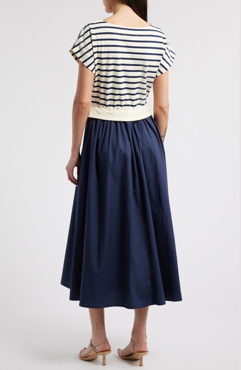 ZOE AND CLAIRE Twofer Stripe Cotton Midi Dress, Alternate, color, 