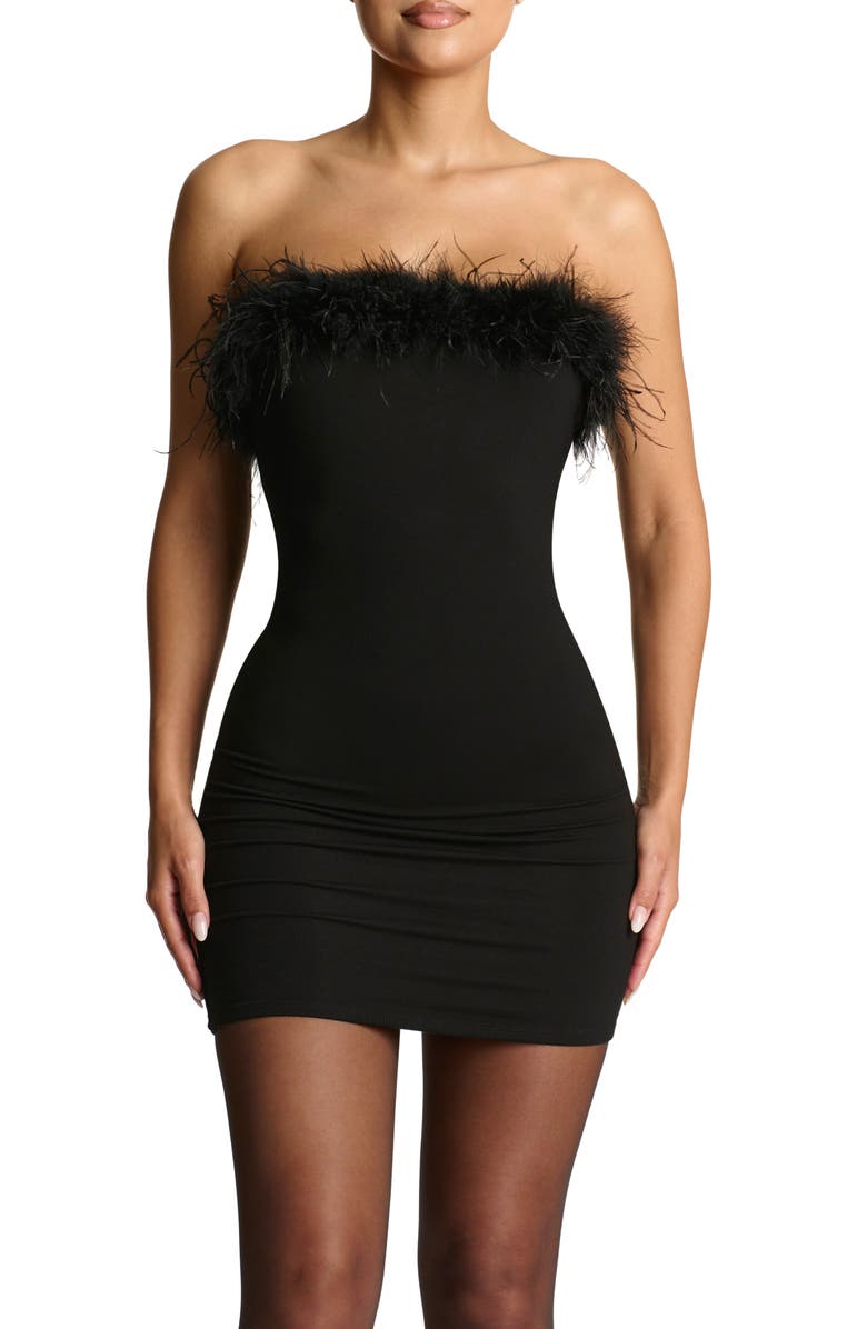Naked Wardrobe Butter Feather Minidress, Alternate, color, 