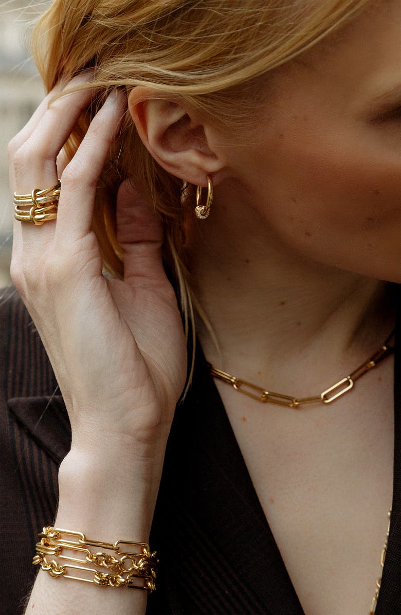 Spinelli Kilcollin Ara Diamond Hoop Earrings, Alternate, color, Yellow Gold/ Diamond