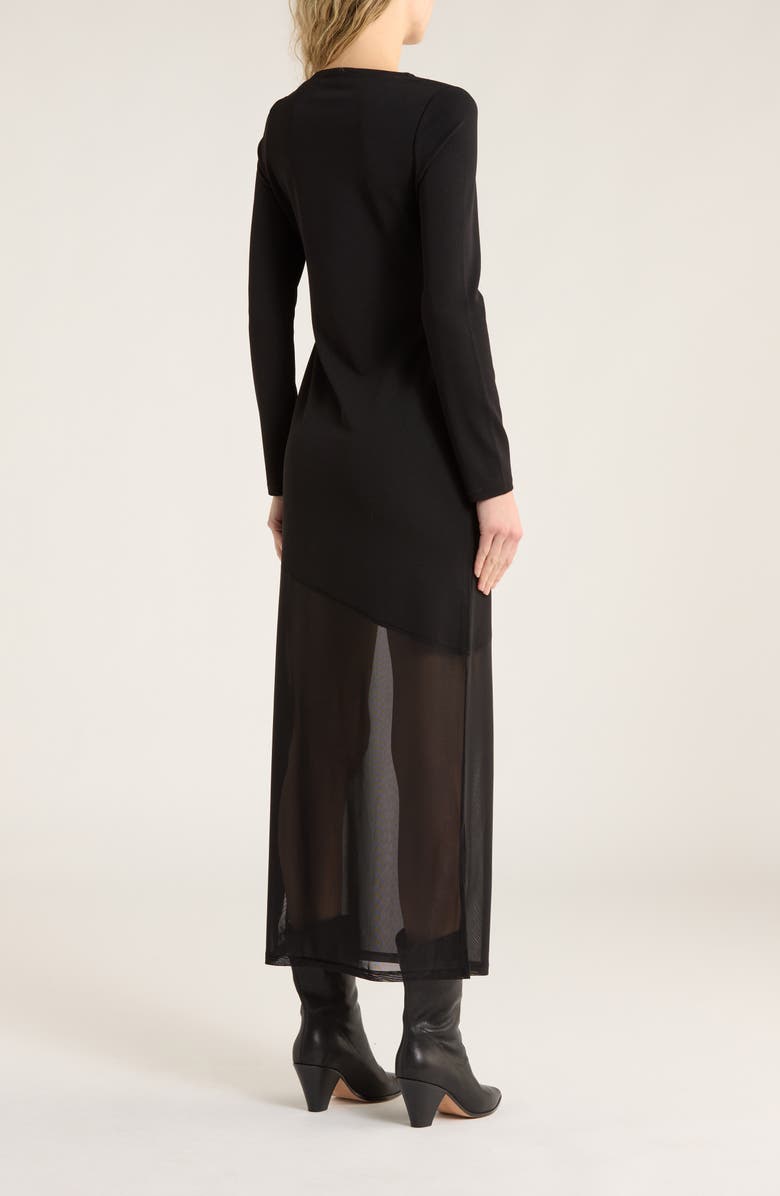rag & bone Sascha Mixed Media Long Sleeve Dress, Alternate, color, Black
