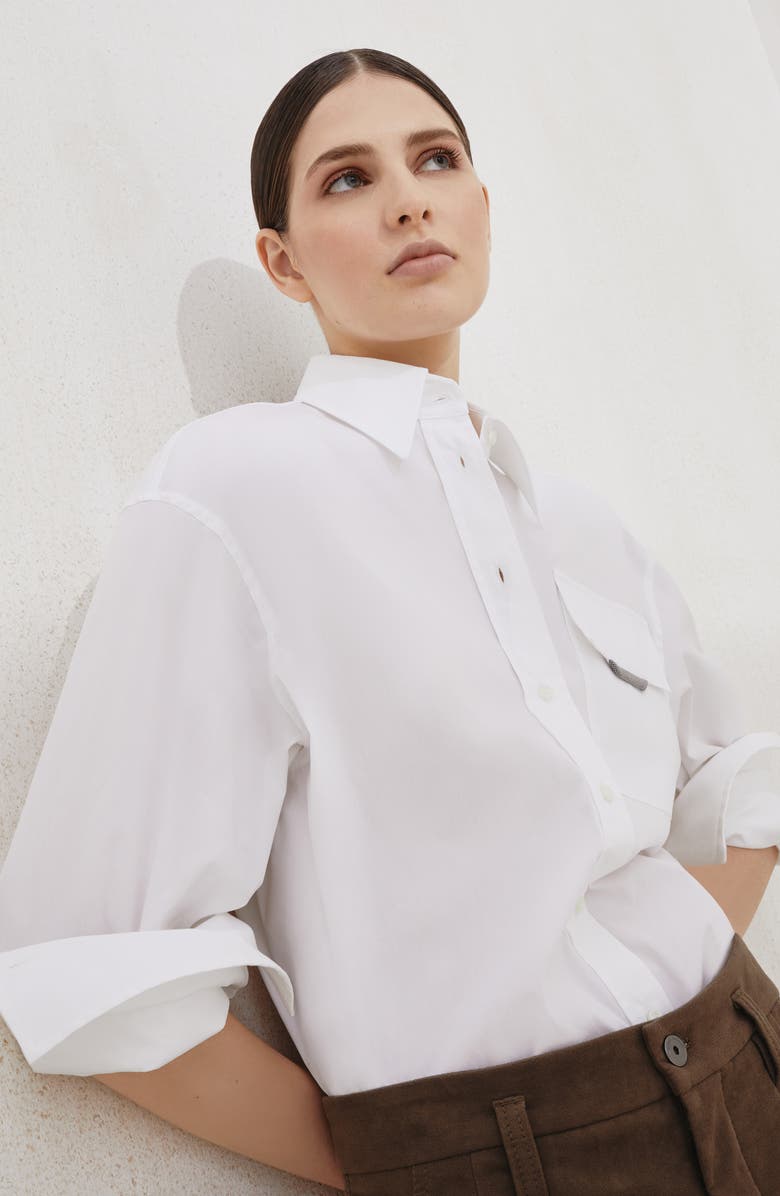 Brunello Cucinelli Stretch poplin shirt, Alternate, color, White