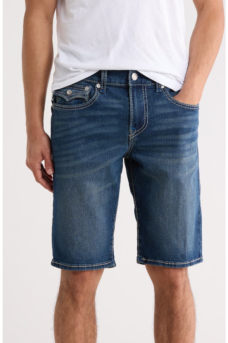Ricky Big 'T' Flap Pocket Denim Shorts, Main, color, MEDIUM BLUE COMET