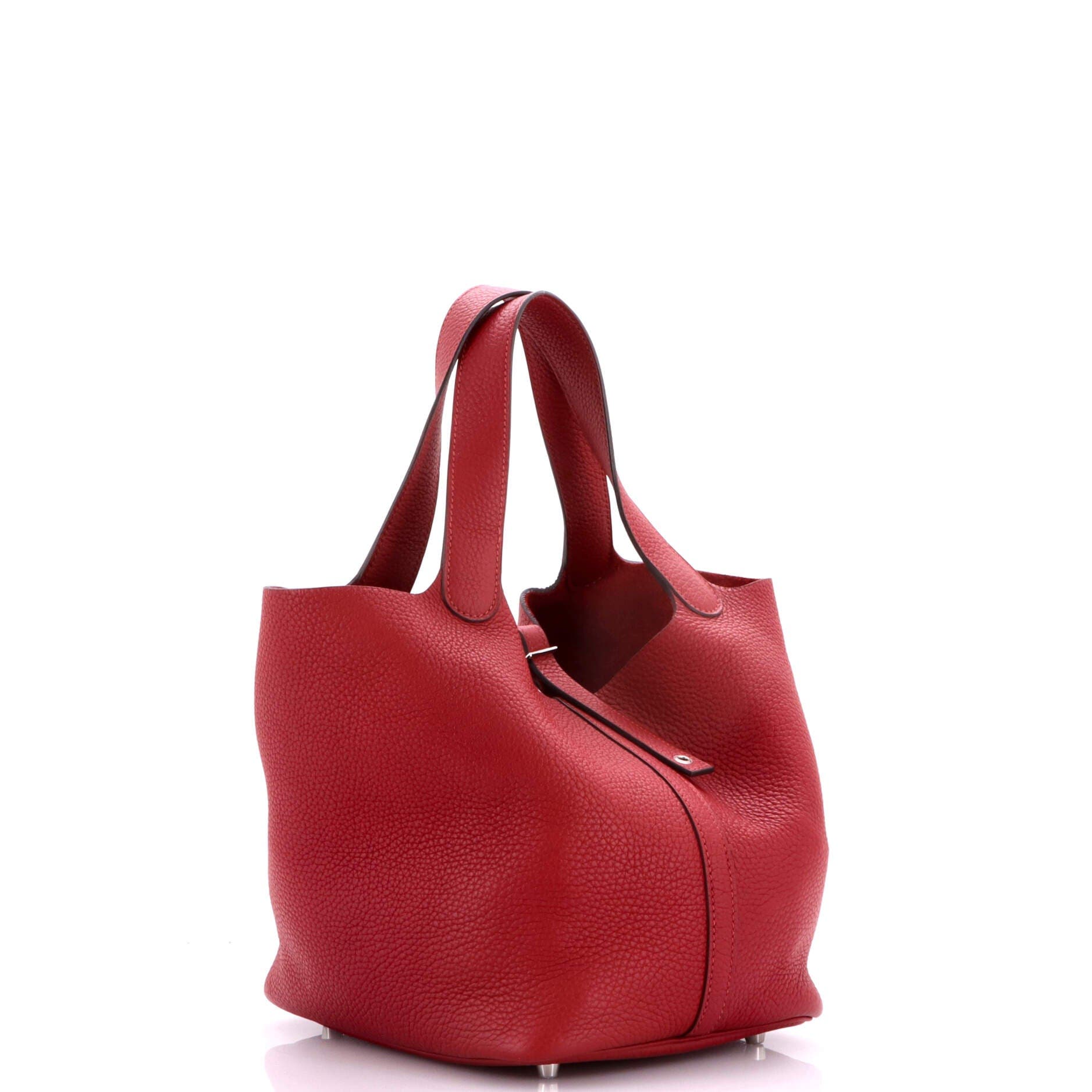 Pre-Owned Hermes Picotin Lock Bag Clemence MM, Alternate, color, Rouge Grenat