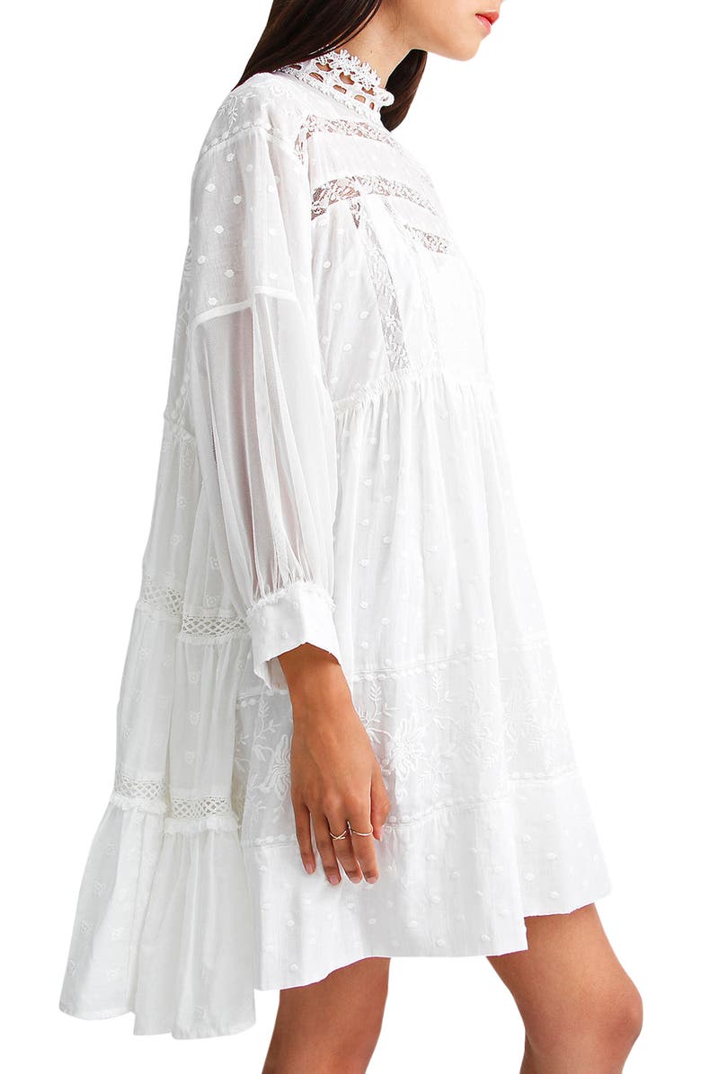 Belle & Bloom Unforgettable Oversized Lace Mini Dress, Alternate, color, White