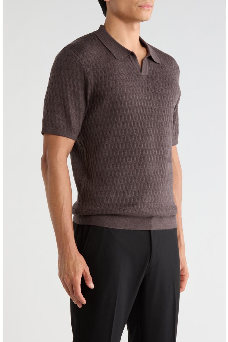 Rylan Johnny Collar Cotton Blend Polo Sweater, Alternate, color, ESPRESSO