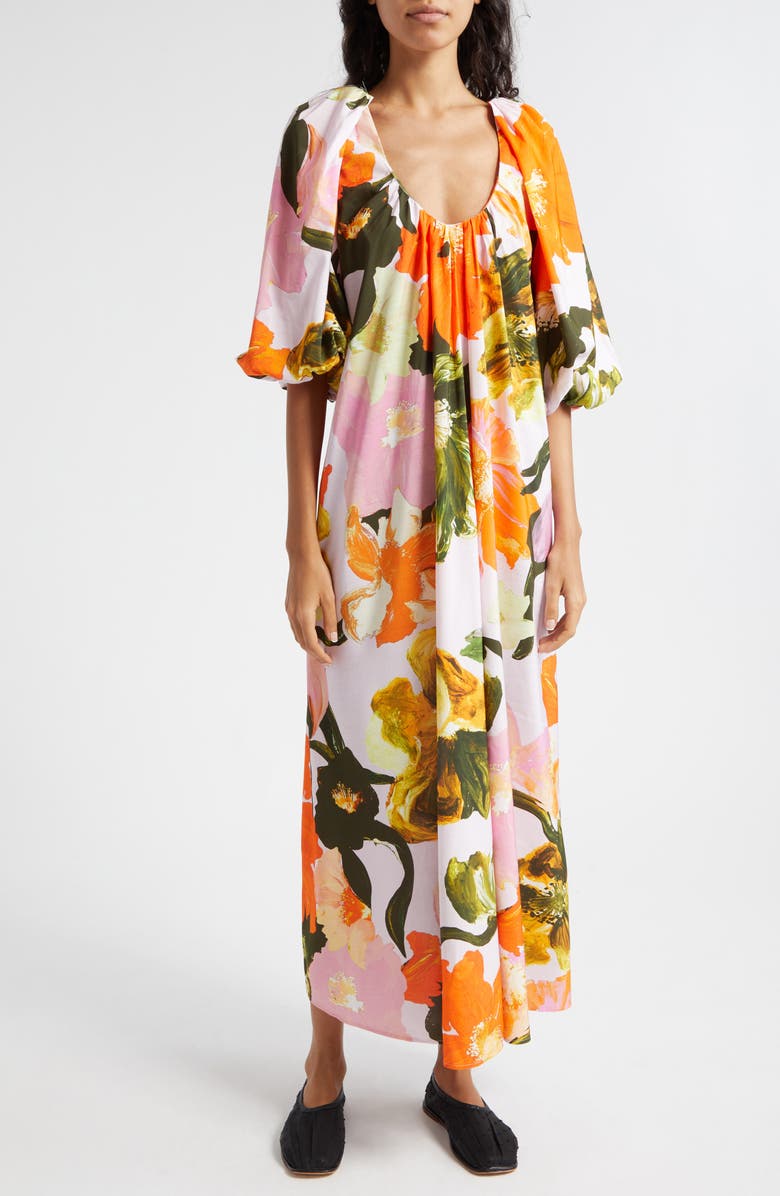 Stine Goya Teresa Floral Puff Sleeve Maxi Dress, Main, color, 