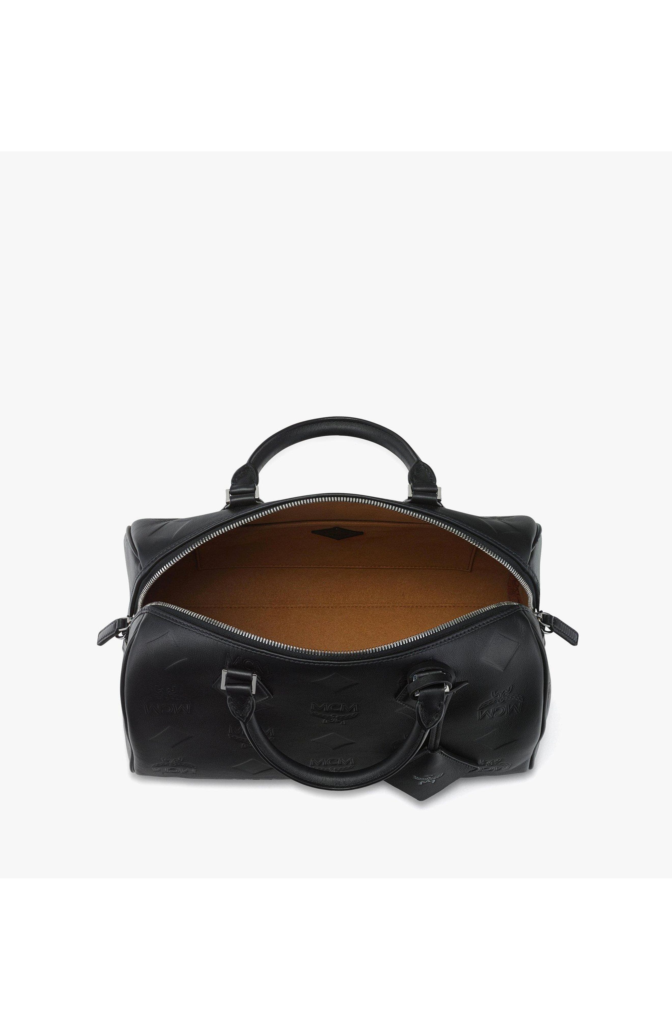 Ella Boston Bag in Maxi Monogram Leather, Alternate, color, Black