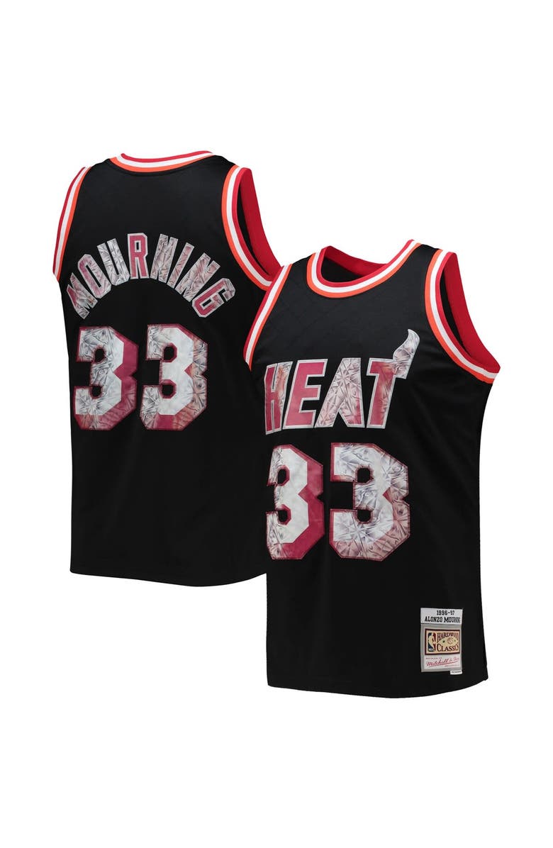 Mitchell & Ness Men's Mitchell & Ness Alonzo Mourning Black Miami Heat 1996/97 Hardwood Classics NBA 75th Anniversary Diamond Swingman Jersey, Alternate, color, 