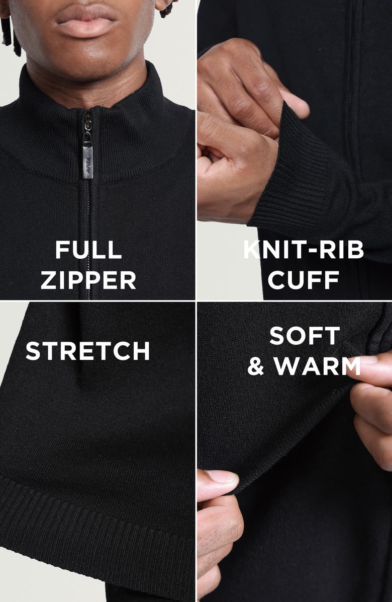 XRAY Mock Neck Full Zip Sweater, Alternate, color, Black