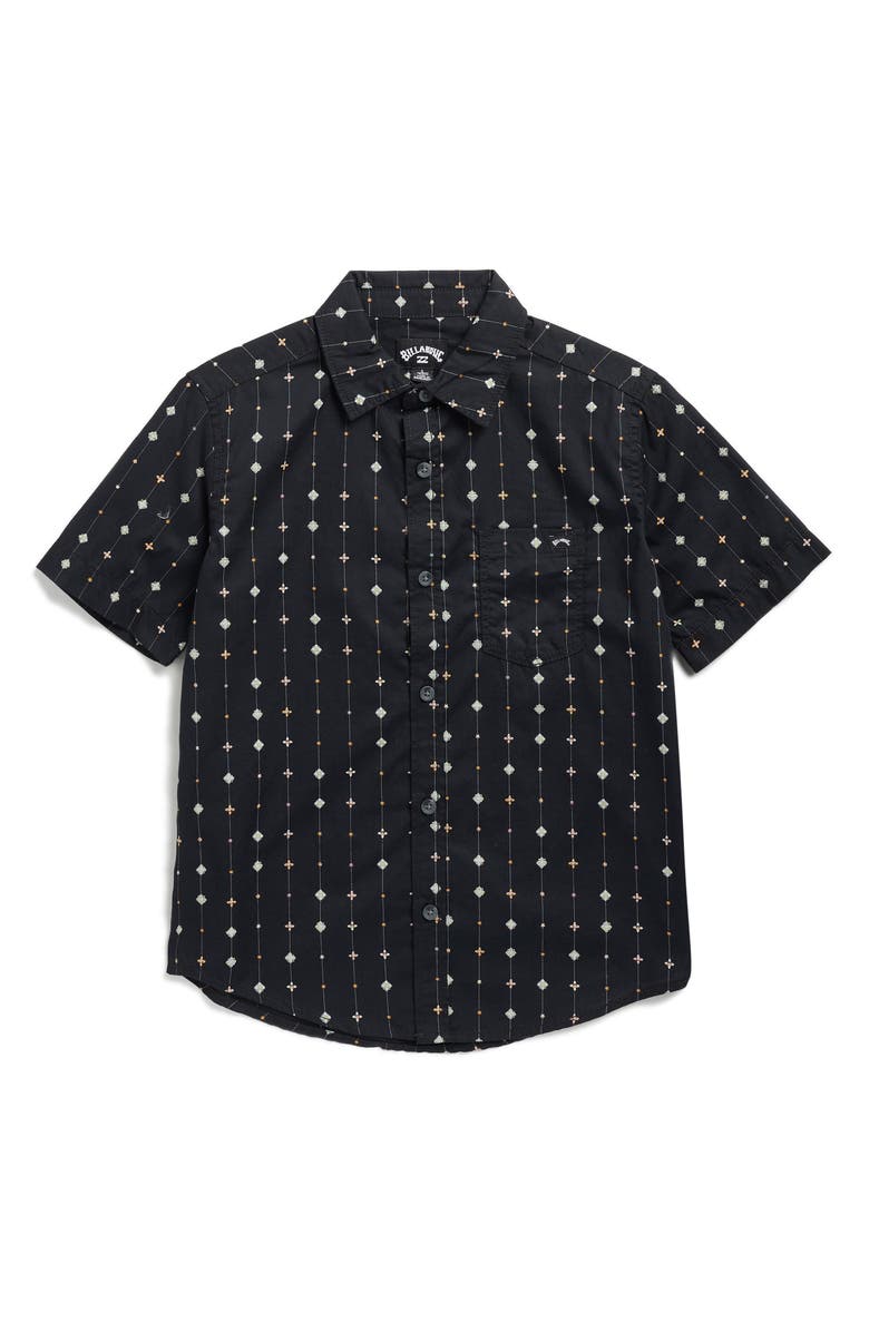 Billabong Kids' Sundays Short Sleeve Button-Up Shirt, Main, color, Black