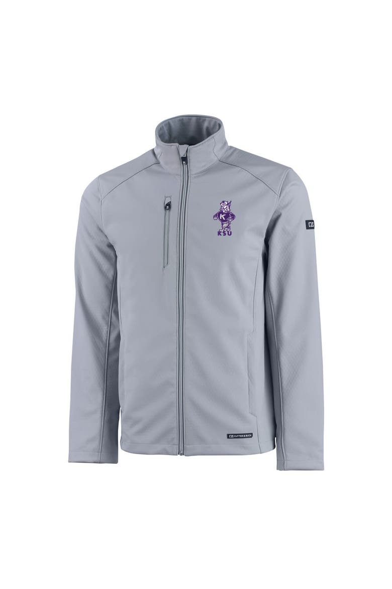 Men's Cutter & Buck  Gray Kansas State Wildcats Vault Evoke Eco Softshell Recycled Full-Zip Jacket, Alternate, color, Gray