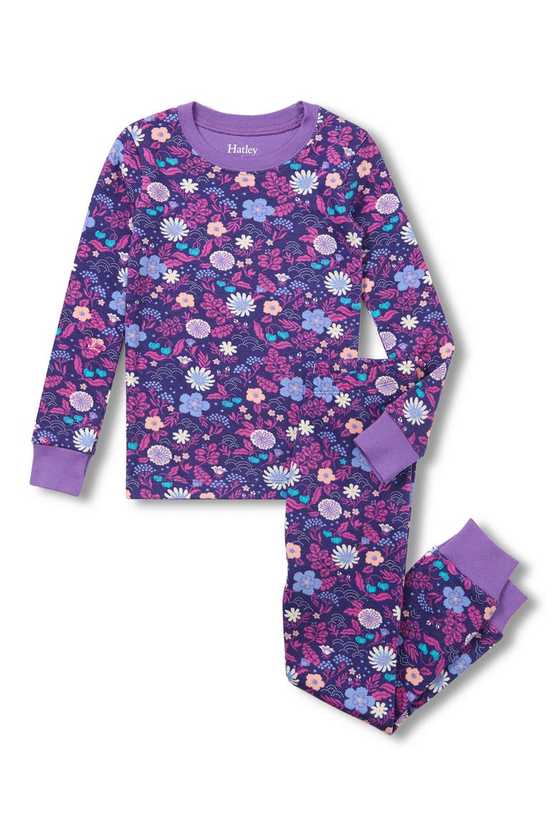 Kids' Tiny Flowers Two-Piece Organic Cotton Pajamas, Main, color, PURPLE