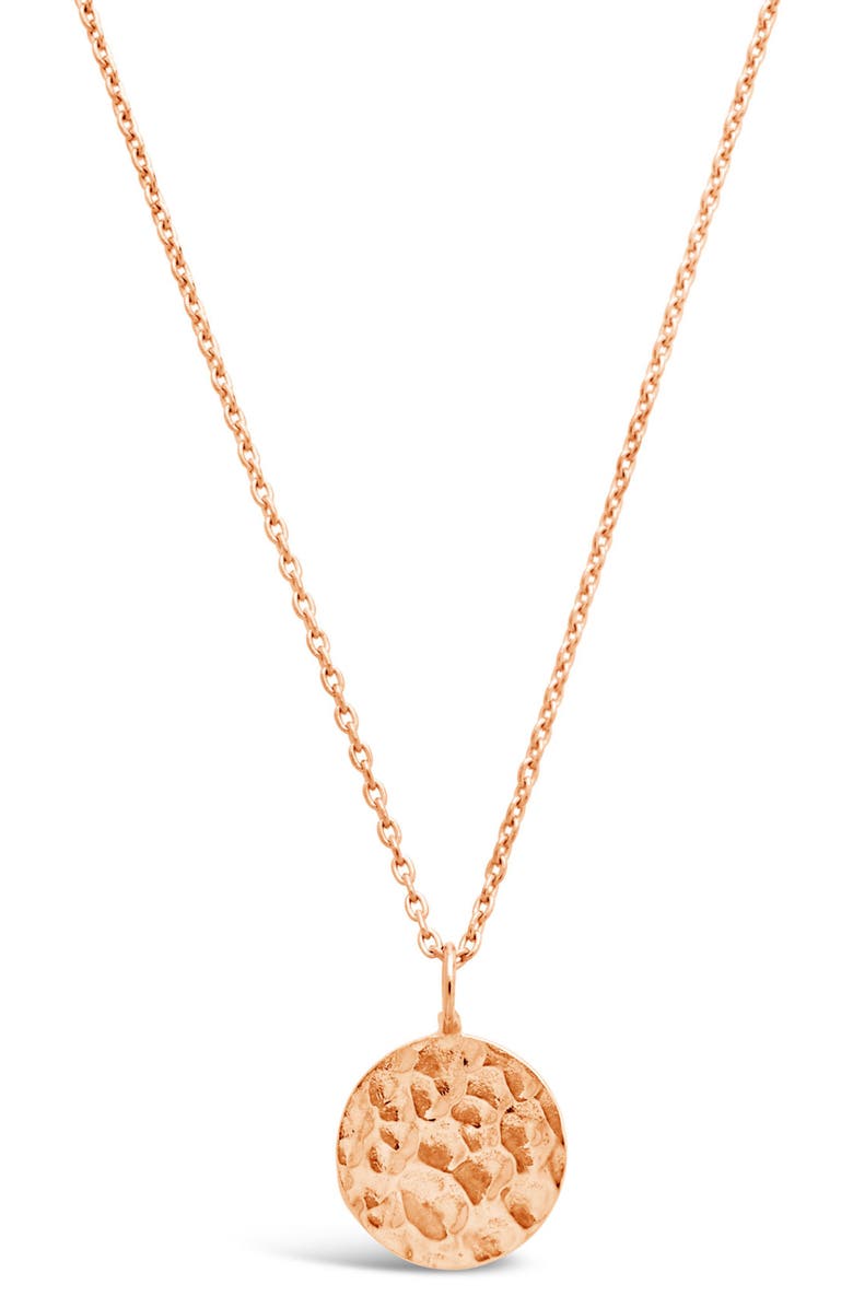 Sterling Forever 14K Yellow Gold Vermeil Hammered Pendant Necklace, Main, color, Rose Gold
