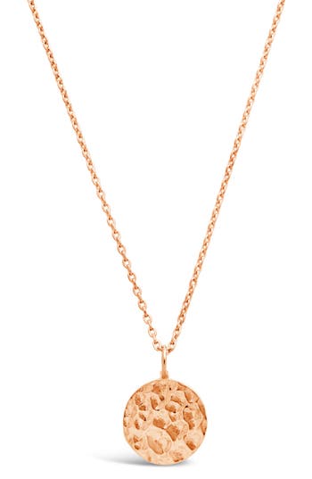 Sterling Forever 14k Yellow Gold Vermeil Hammered Pendant Necklace In Gold