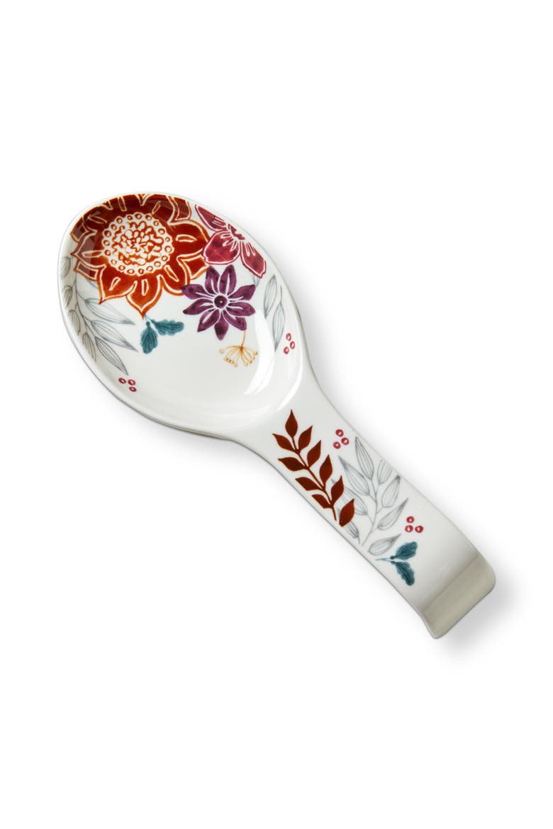 Autumn Bloom Fall Stoneware Spoon Rest Multi 9.45 x 3.75 x 1.35 in, Main, color, Green